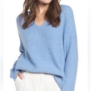 Something Navy Soft Blue V-Neck Sweater